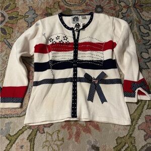 Storybook Knits White, Red, and Blue Jacket